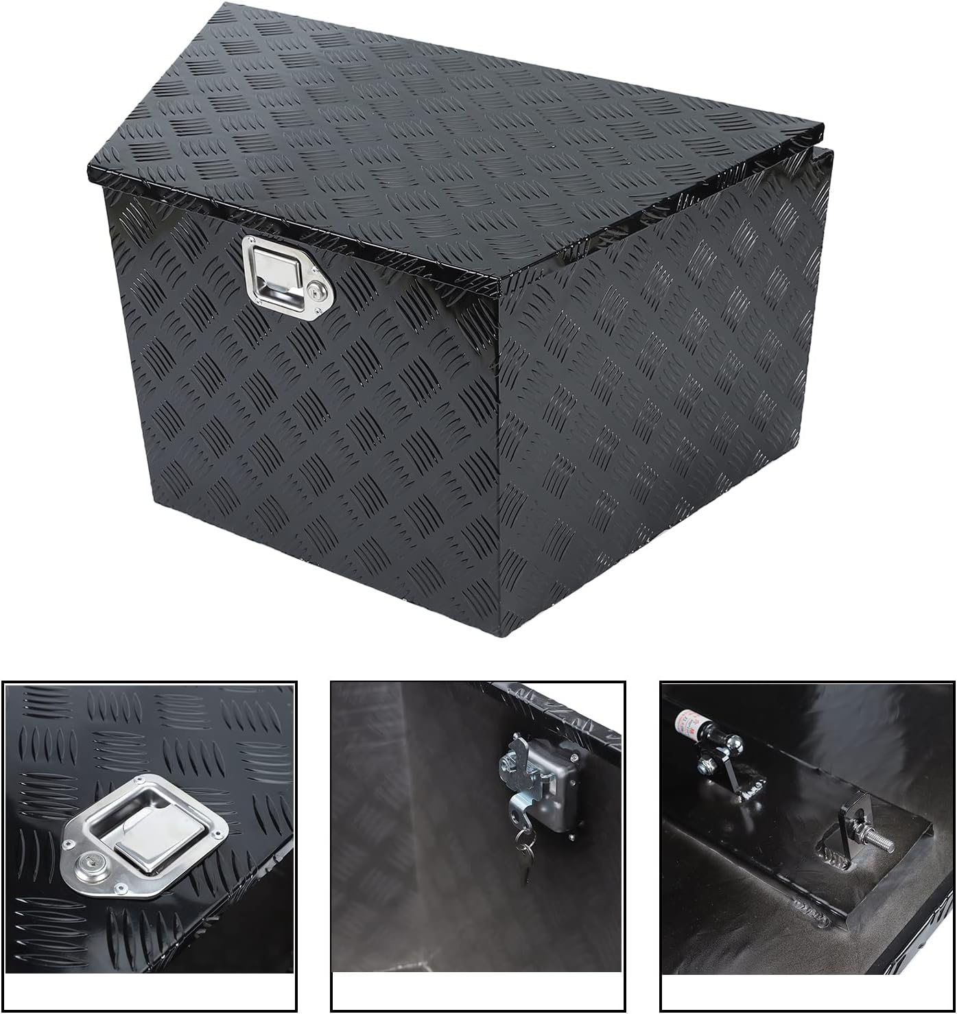Black Heavy Duty Aluminum Trailer Tongue Tool Box with Lock J1927