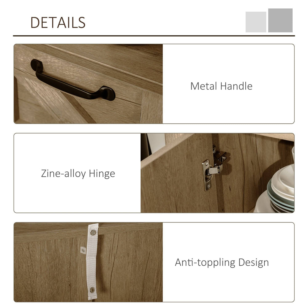 Farmhouse Sideboard Storage Cabinet with Drawers C4380