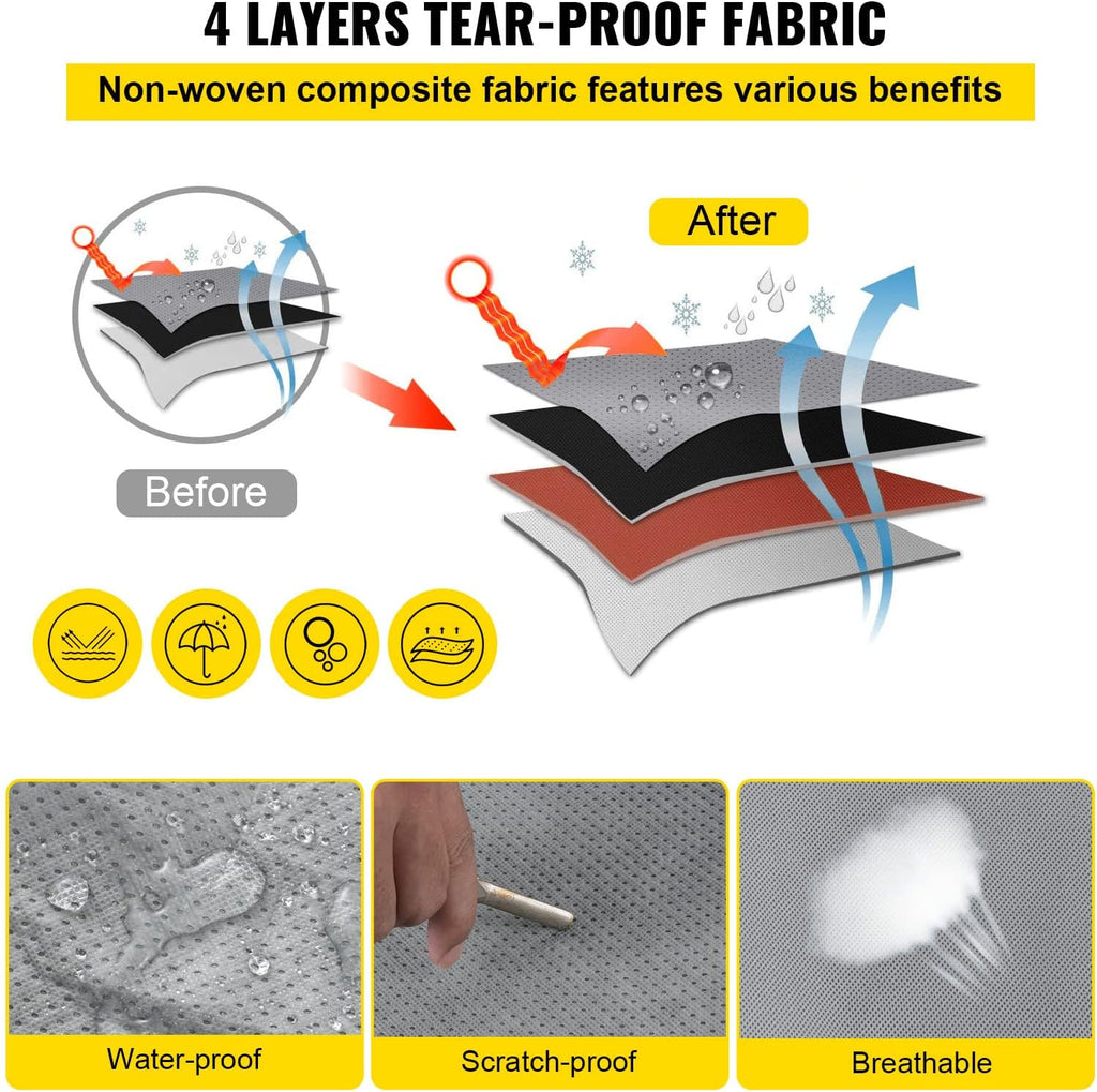 Teardrop Trailer Cover, Fit for 12' - 15' Trailers, Non-Woven 4 Layers Camper Cover with 2 Wind-proof Straps and 1 Storage Bag R622519