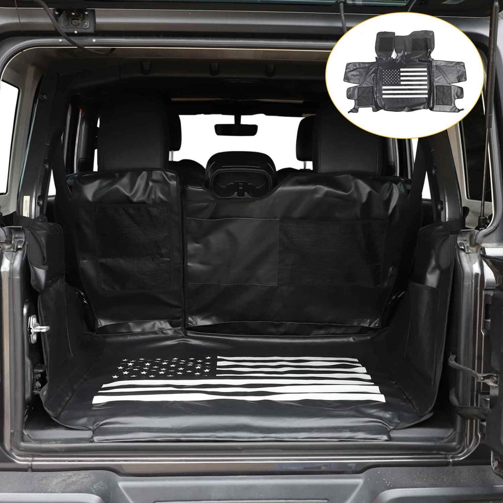 Waterproof Dog Cargo Cover Mat with Corner Protector Washable Durable Pet Trunk Cargo Liner (Black US Flag) G130