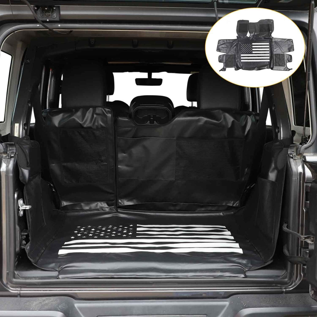 Waterproof Dog Cargo Cover Mat with Corner Protector Washable Durable Pet Trunk Cargo Liner (Black US Flag) G130