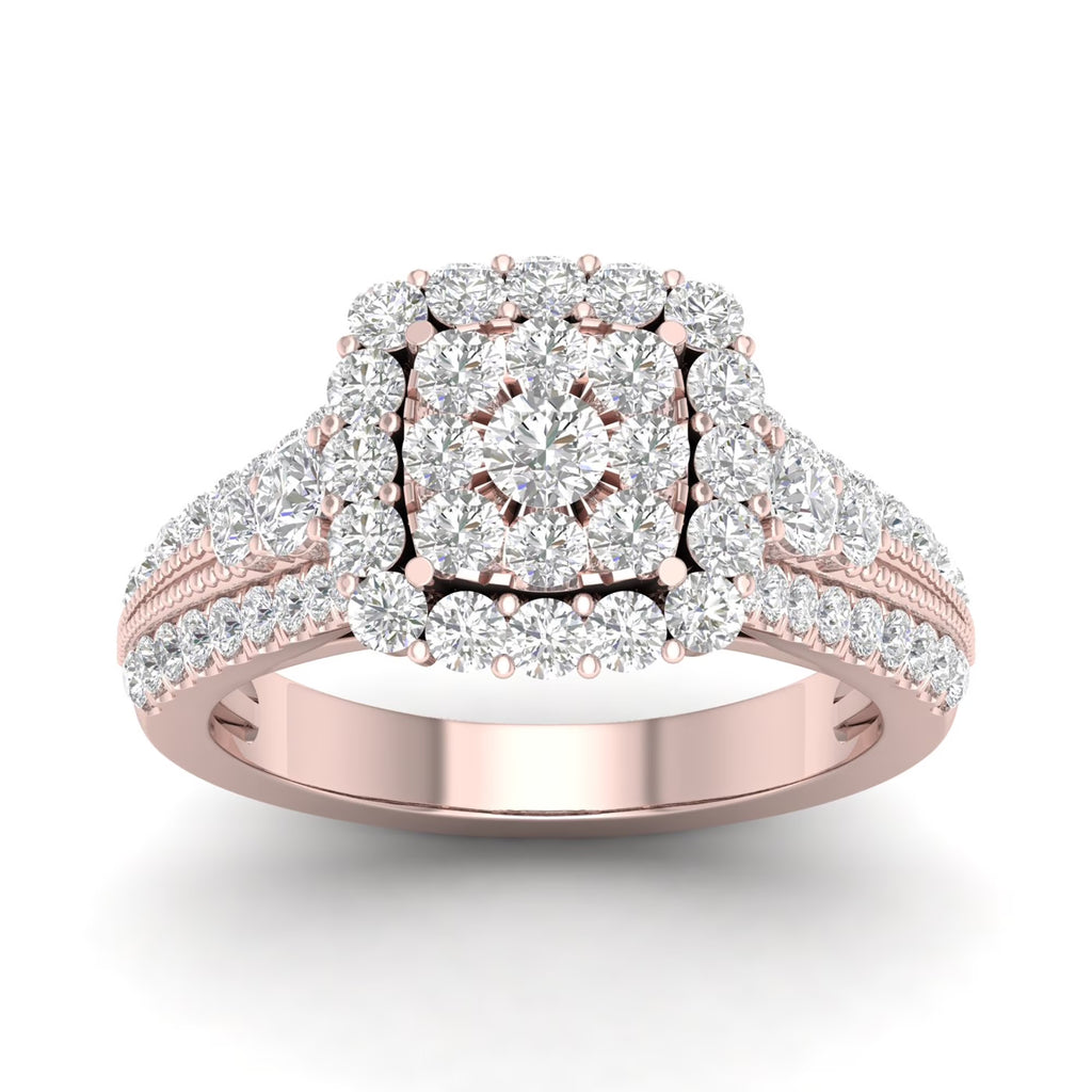 14K Rose Gold Diamond Cluster Engagement Ring O14747