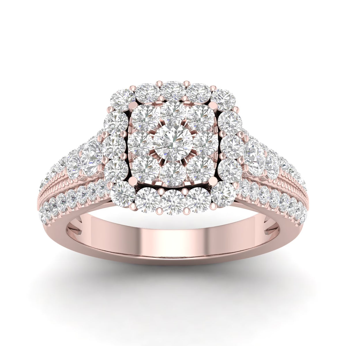 14K Rose Gold Diamond Cluster Engagement Ring O14747