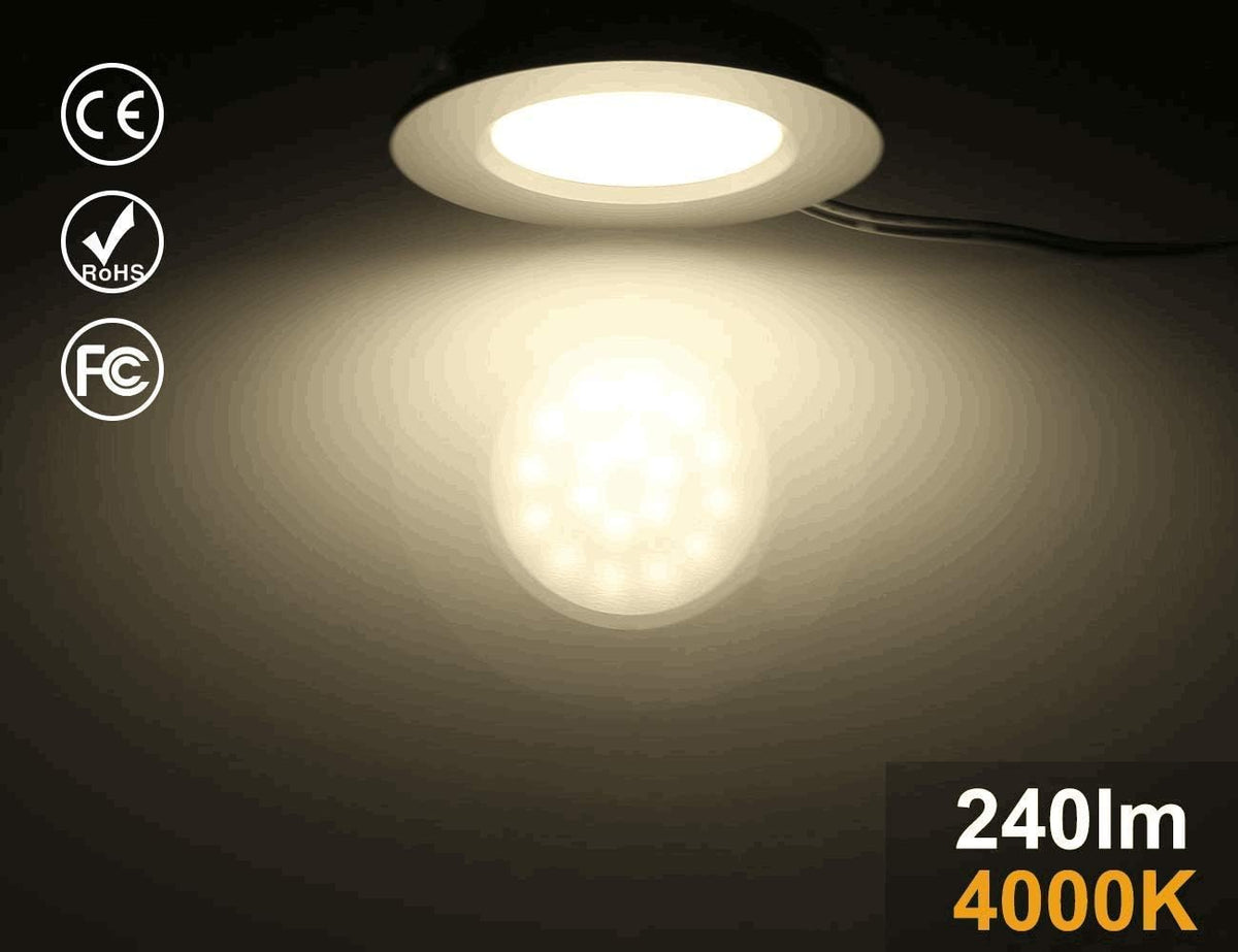 12V LED Recessed Cabinet Lights Waterproof Ultra-Thin 3000K Warm White 12 Pack Q547