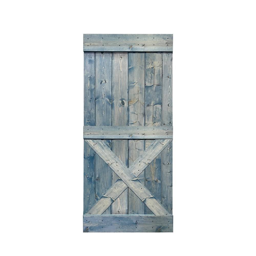 Charcoal Black Stained Solid Knotty Pine Wood Interior Sliding Barn Door Slab T9802