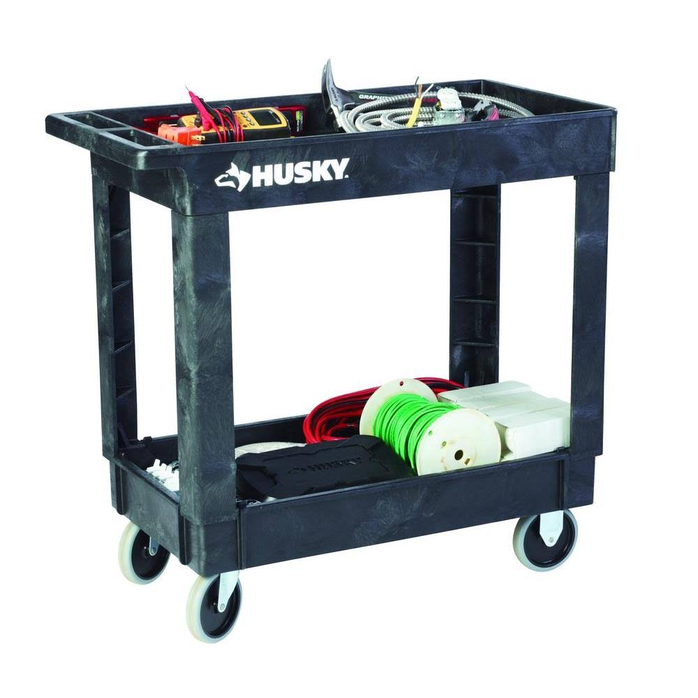 16 in. 2-Shelf Utility Cart, Black E7335