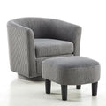 Corduroy Fabric Swivel Barrel Chair with Ottoman W94433