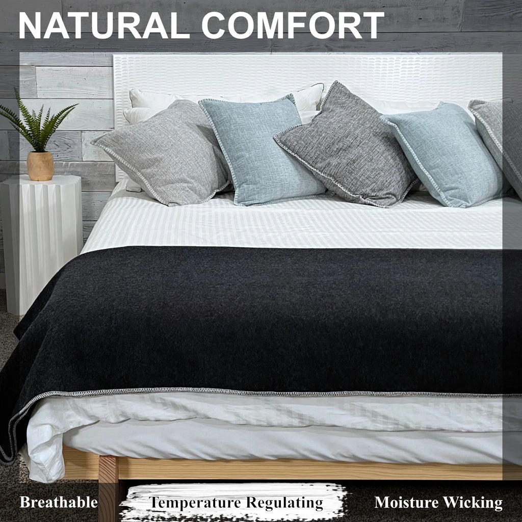 Charcoal 100% Wool Blanket Twin Size D90211