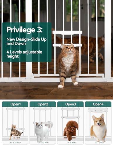 Black Extra Wide Metal Baby Gate with Cat Door V772
