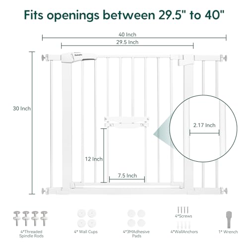 Black Extra Wide Metal Baby Gate with Cat Door V772