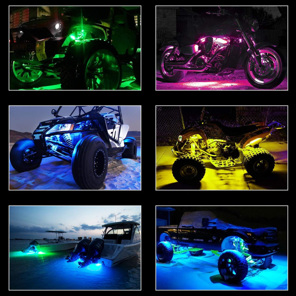 RGB LED Rock Light Kits with 6 Pods, Pack of 2 D9307