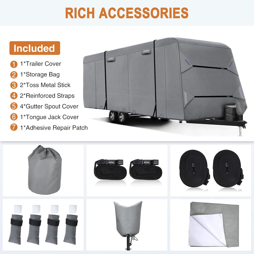 Heavy Duty 5 Layers RV Cover for 26'1 - 28' Motorhome with Gutter Spout Covers N9010