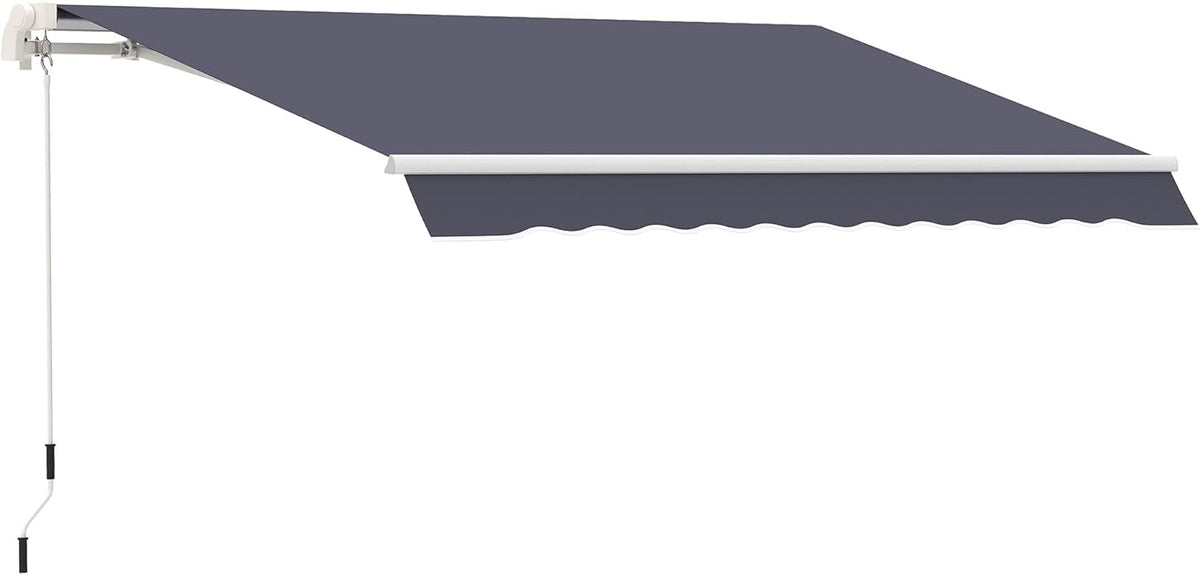 10' x 8' Manual Retractable Awning with UV Protection, Red Stripe C345235