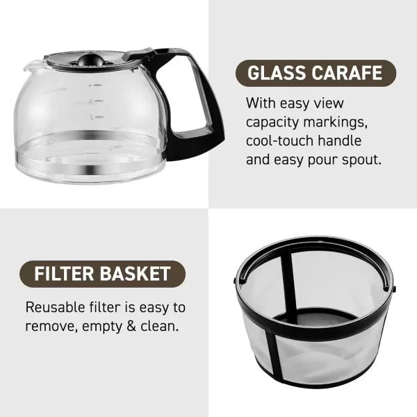5-Cup Automatic Brew & Drip Coffee Maker with Reusable Filter (Black) C675