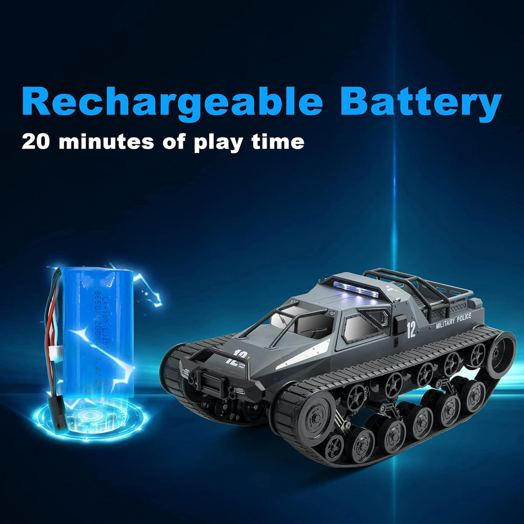 1:12 Remote Control Tank Toy 2.4Ghz All Terrain 4WD Rechargeable Battery L853103