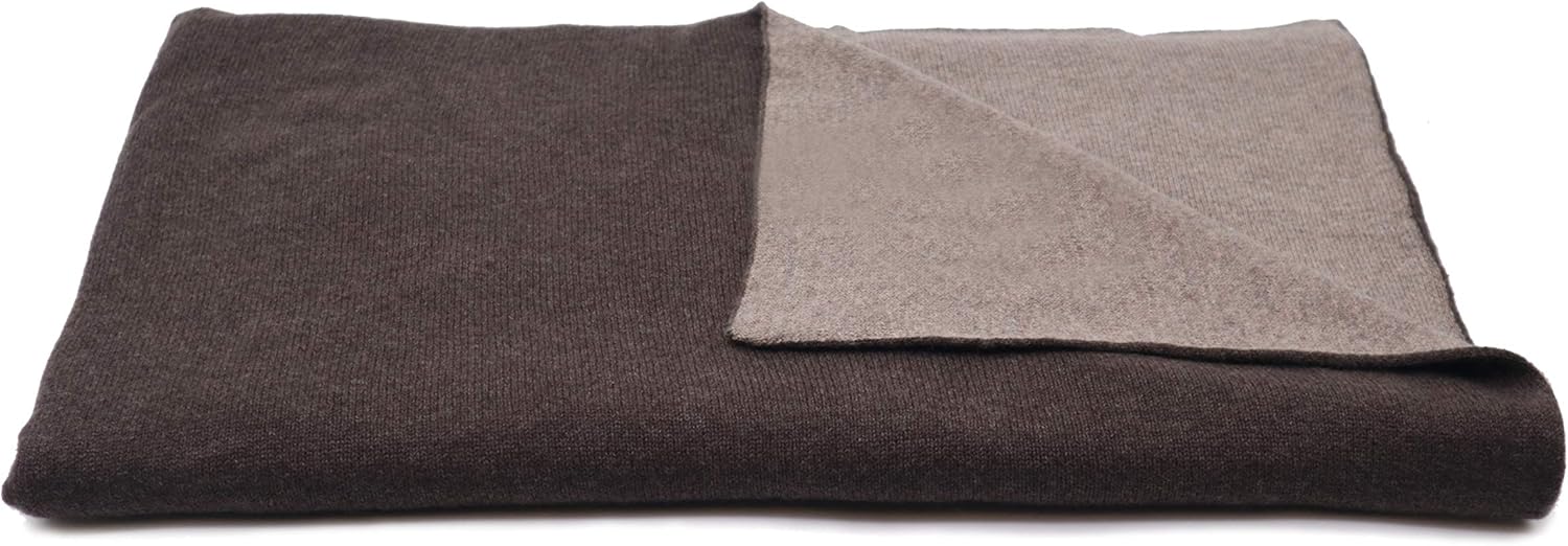 Reversible Throw Blanket with 100% Cashmere W20692