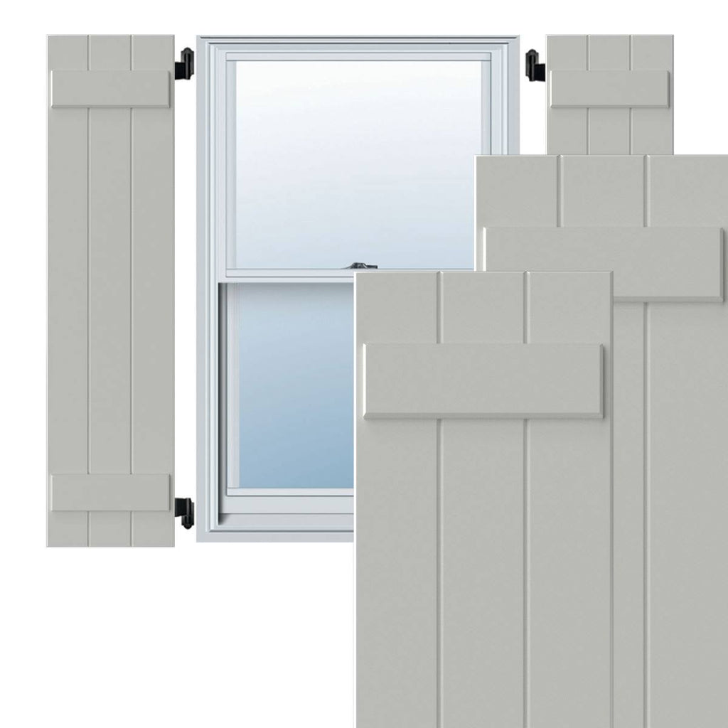 White Composite Board-n-Batten Shutters (Per Pair) U987864