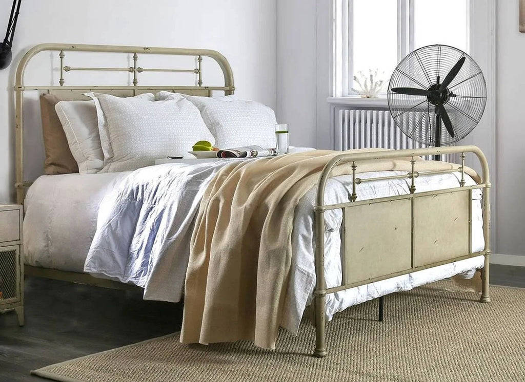 Distressed Ivory Cal King Bed D758