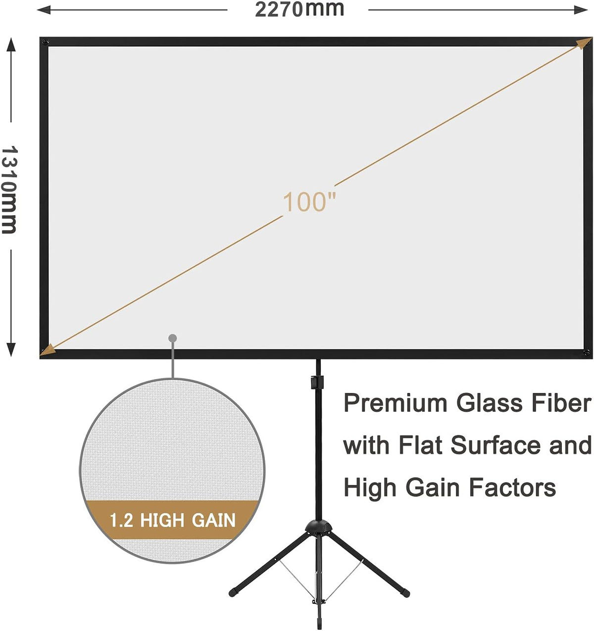 80 Inch 16:9 Portable Projector Screen with Stand V512