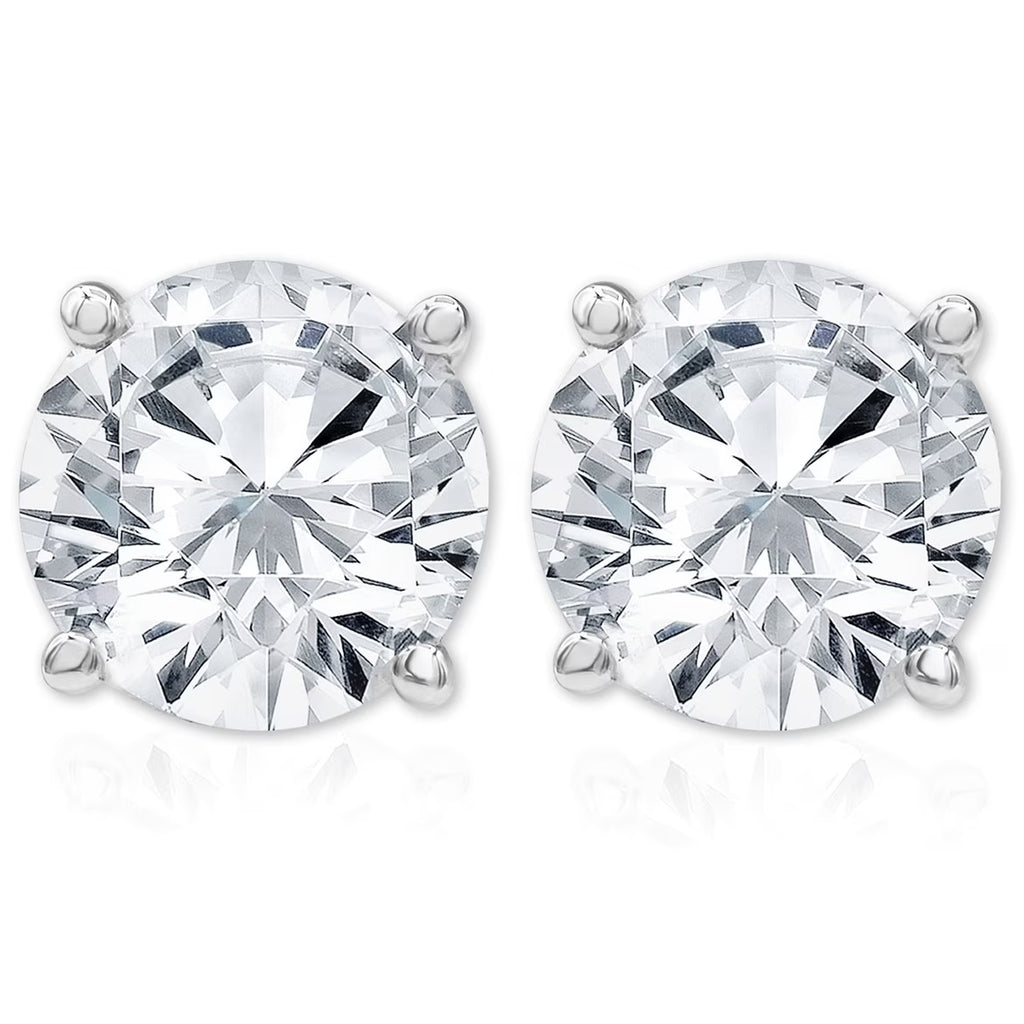 14K White Gold Diamond Stud Earrings D450