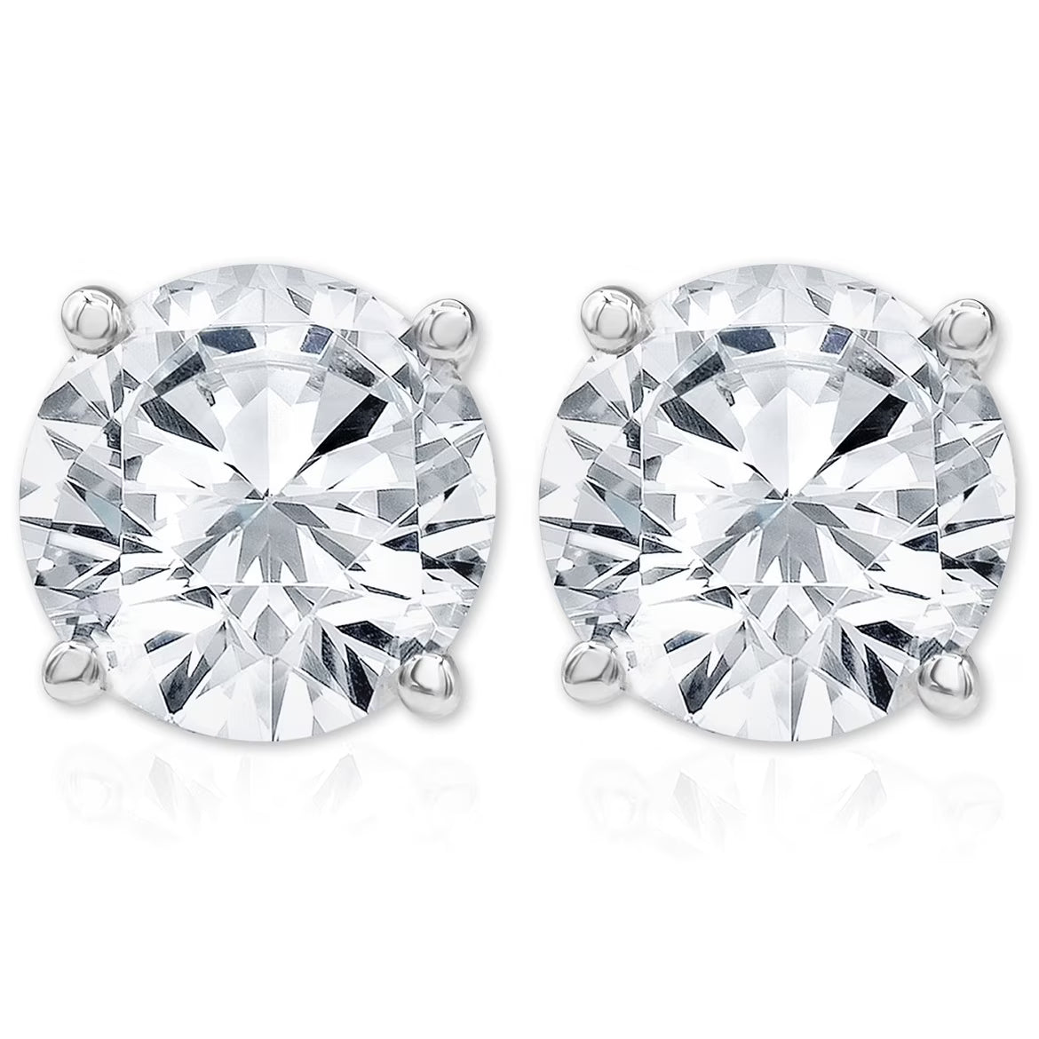 14K White Gold Diamond Stud Earrings D450