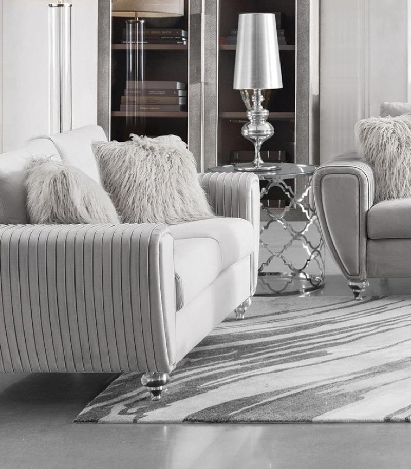 Light Gray Fabric Sofa & Loveseat Set 2 Pcs O53476
