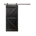 Charcoal Black Stained Wood Interior Sliding Barn Door with Hardware Kit F6973