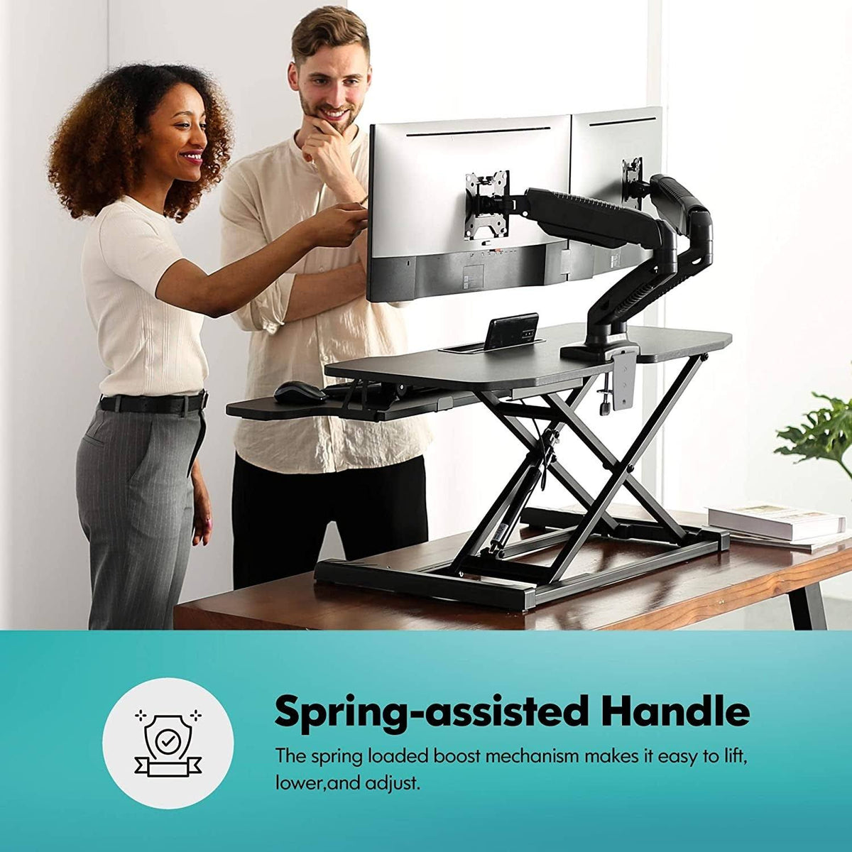 36x22 Height Adjustable Standing Desk Converter - Black W293679