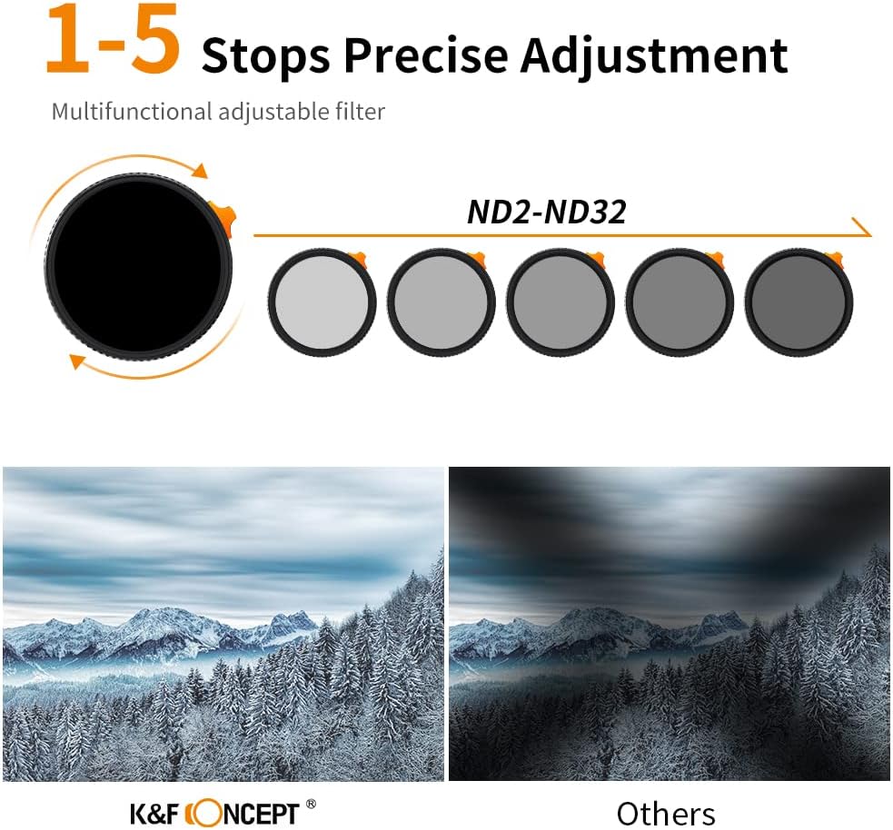 67mm Black Diffusion 1/4 Variable ND2-ND32 ND Filter 2-in-1 P3108