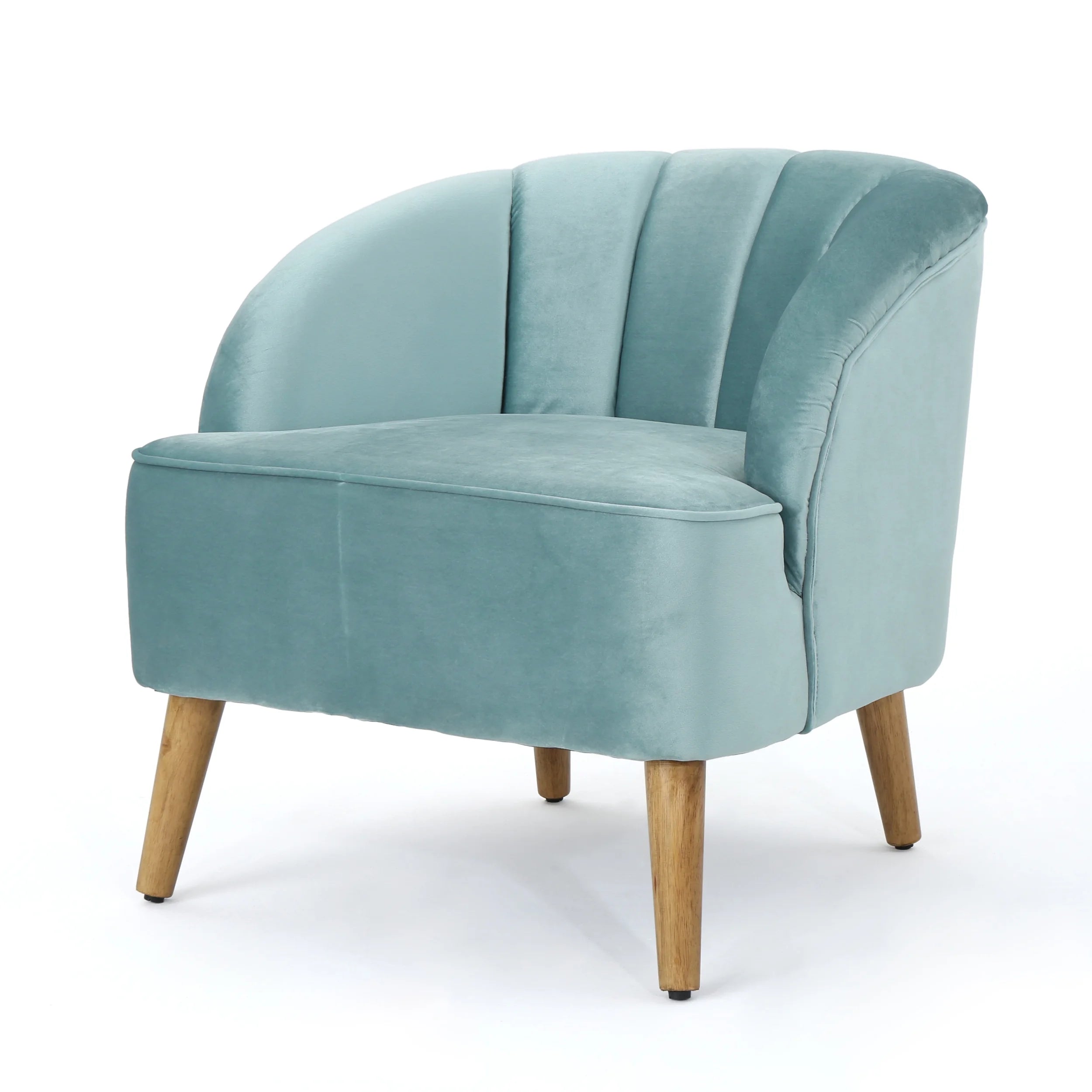 Seafoam Blue Velvet Club Chairs, Set of 2 K7111