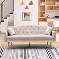 White Convertible Velvet Sofa Bed with 2 Pillows C196685