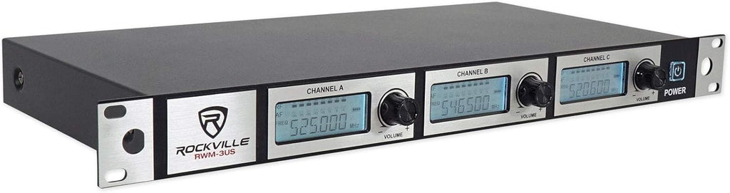 Triple Wireless UHF 3 Microphone System with Adjustable Frequency X286491