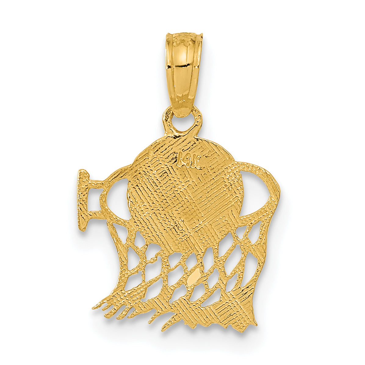 10K Yellow Gold Basketball In Net Pendant Charm with 14K Yellow Gold Rope Chain Necklace 18'' G566492