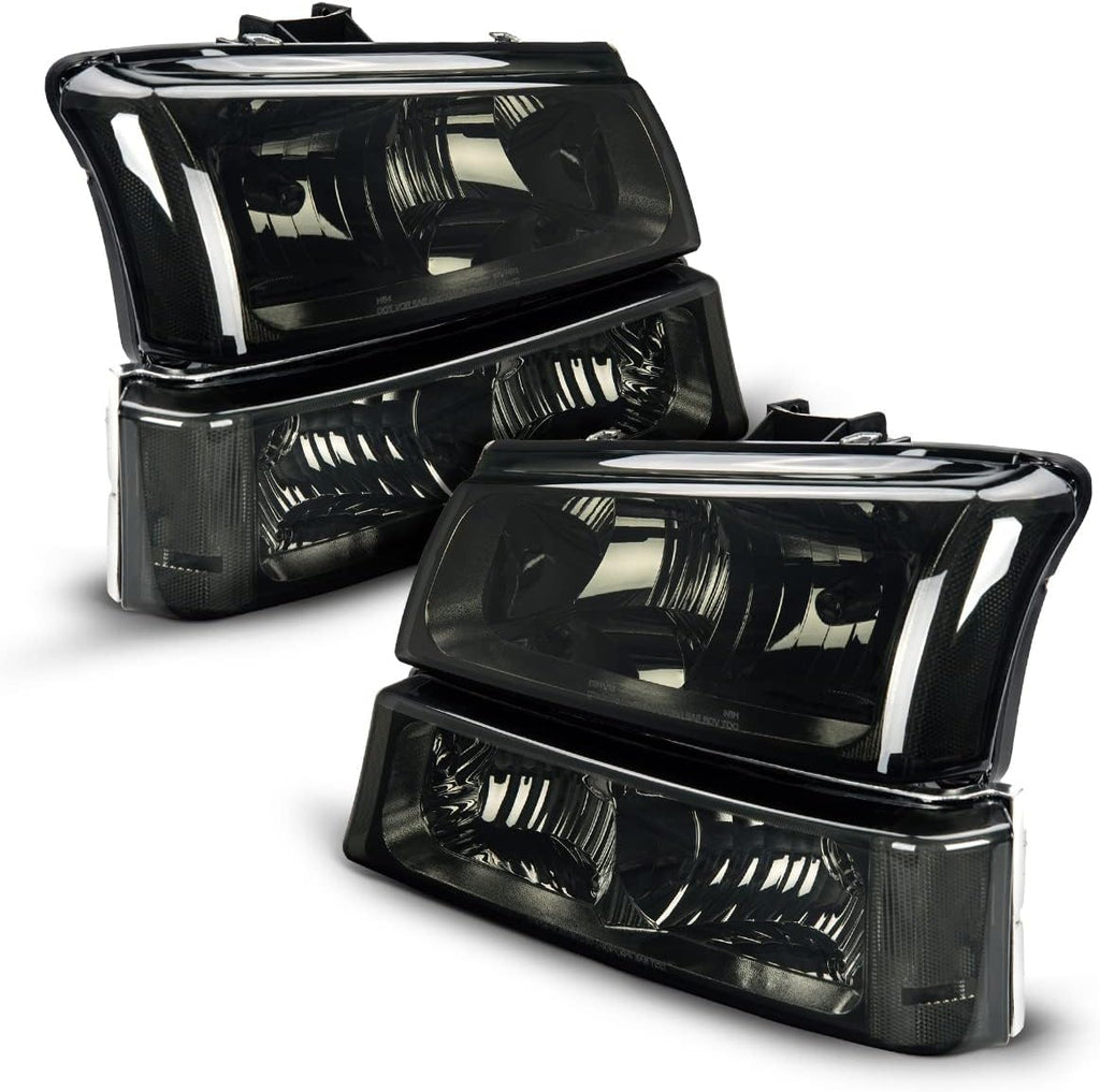 Chrome Housing Clear Reflector Smoke Lens Headlight Assembly V82043