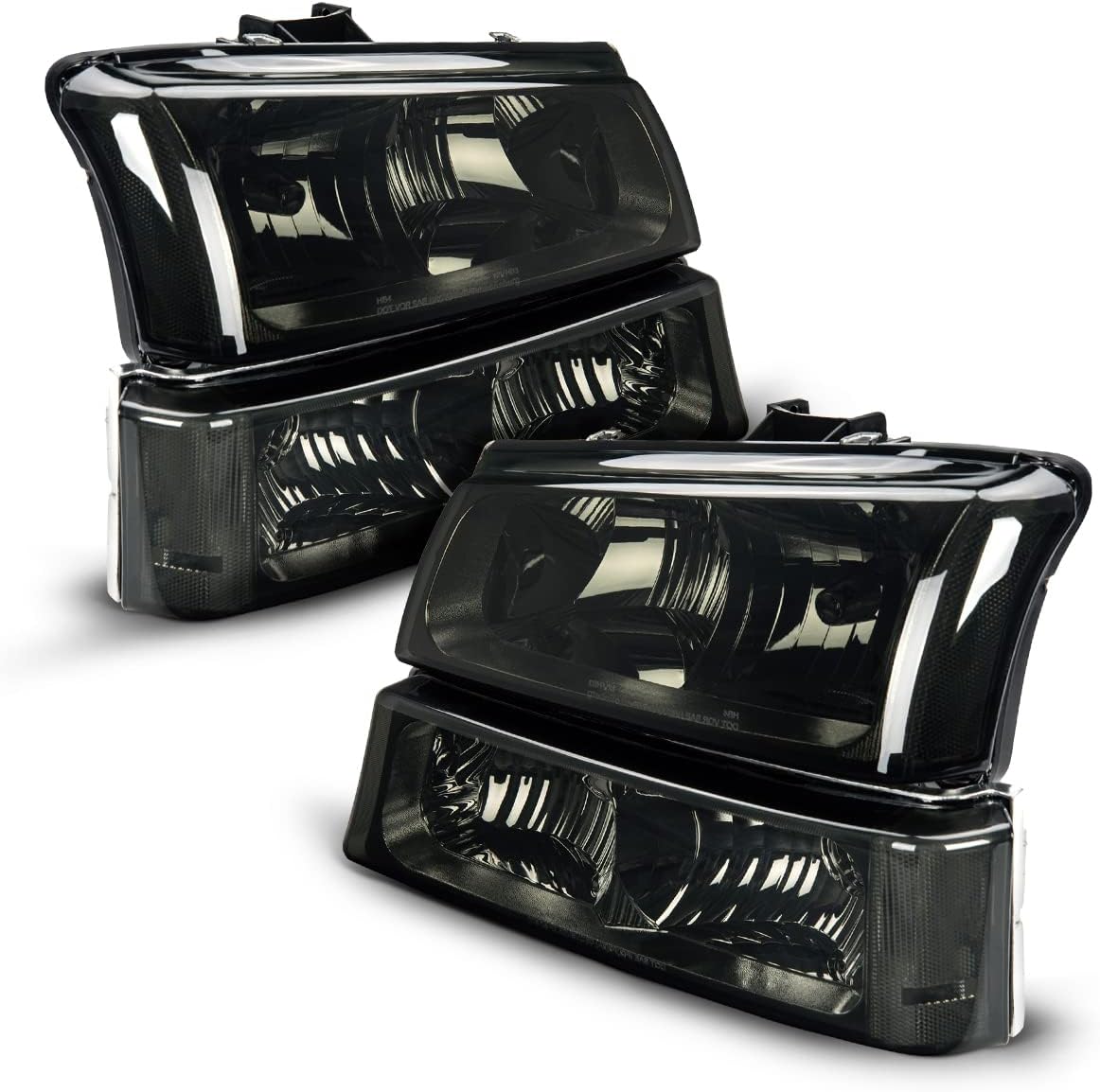 Chrome Housing Clear Reflector Smoke Lens Headlight Assembly V82043