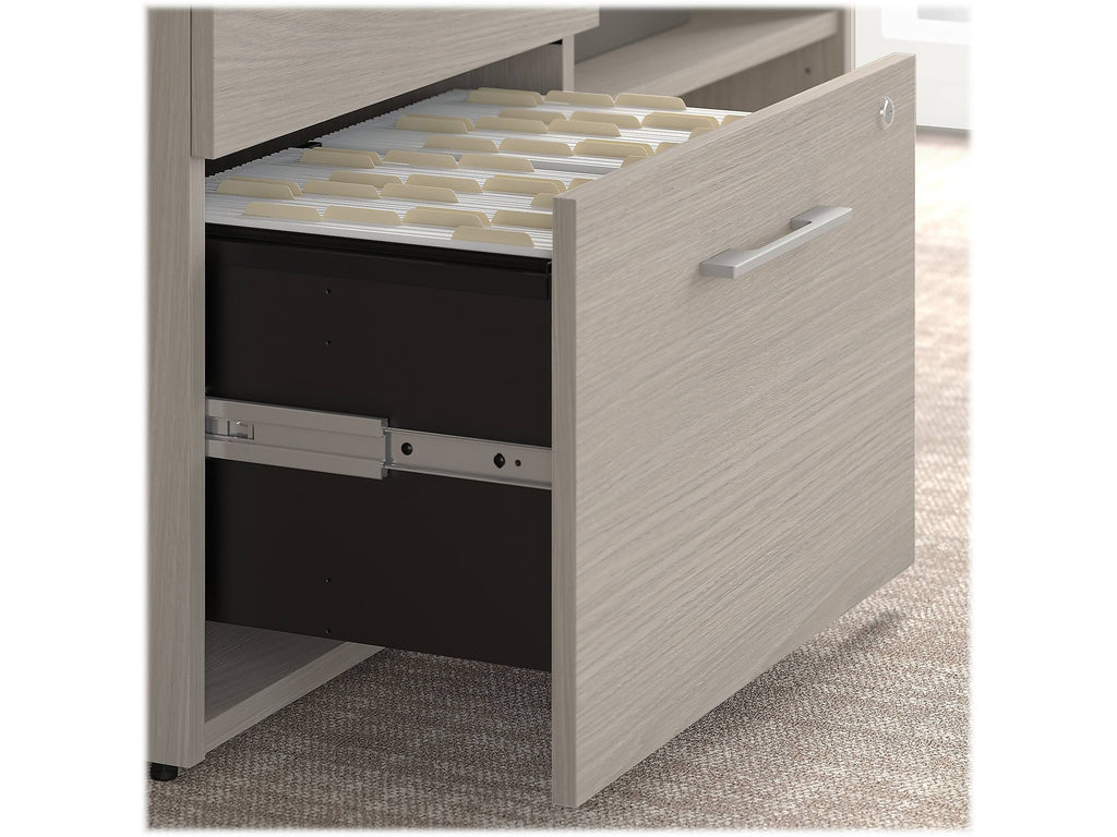 Sand Oak Low Storage Cabinet with Drawers and Shelves X733