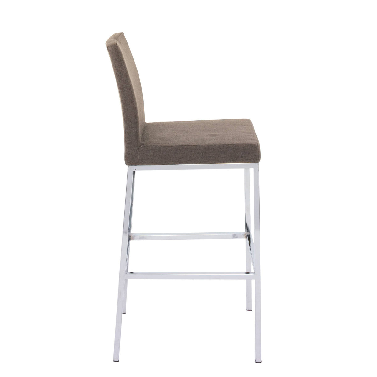 Beige Fabric Barstools with Chrome Legs Set of 2 V1961