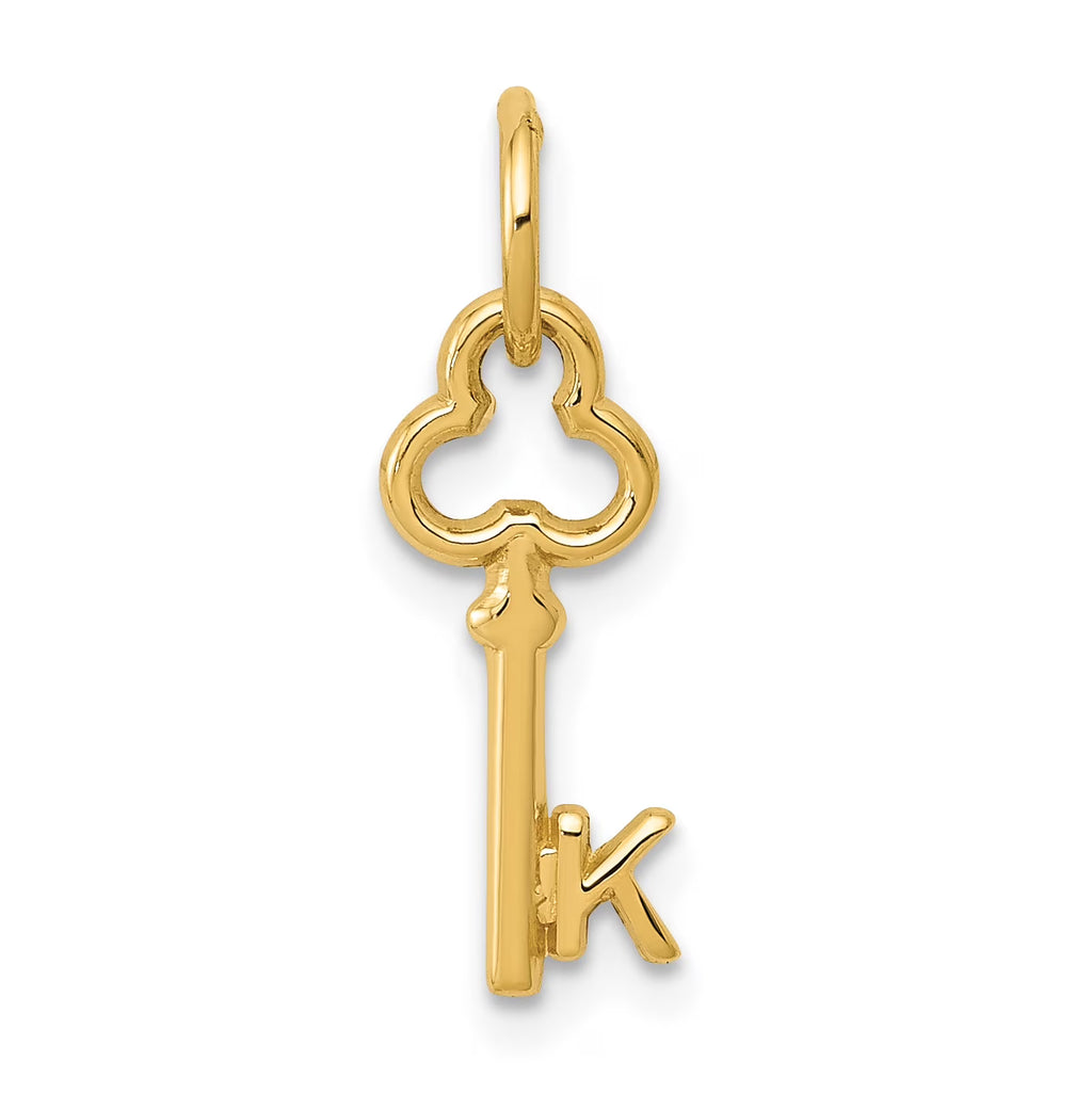 14K Yellow Gold Key Letter K Initial Pendant Charm O33080