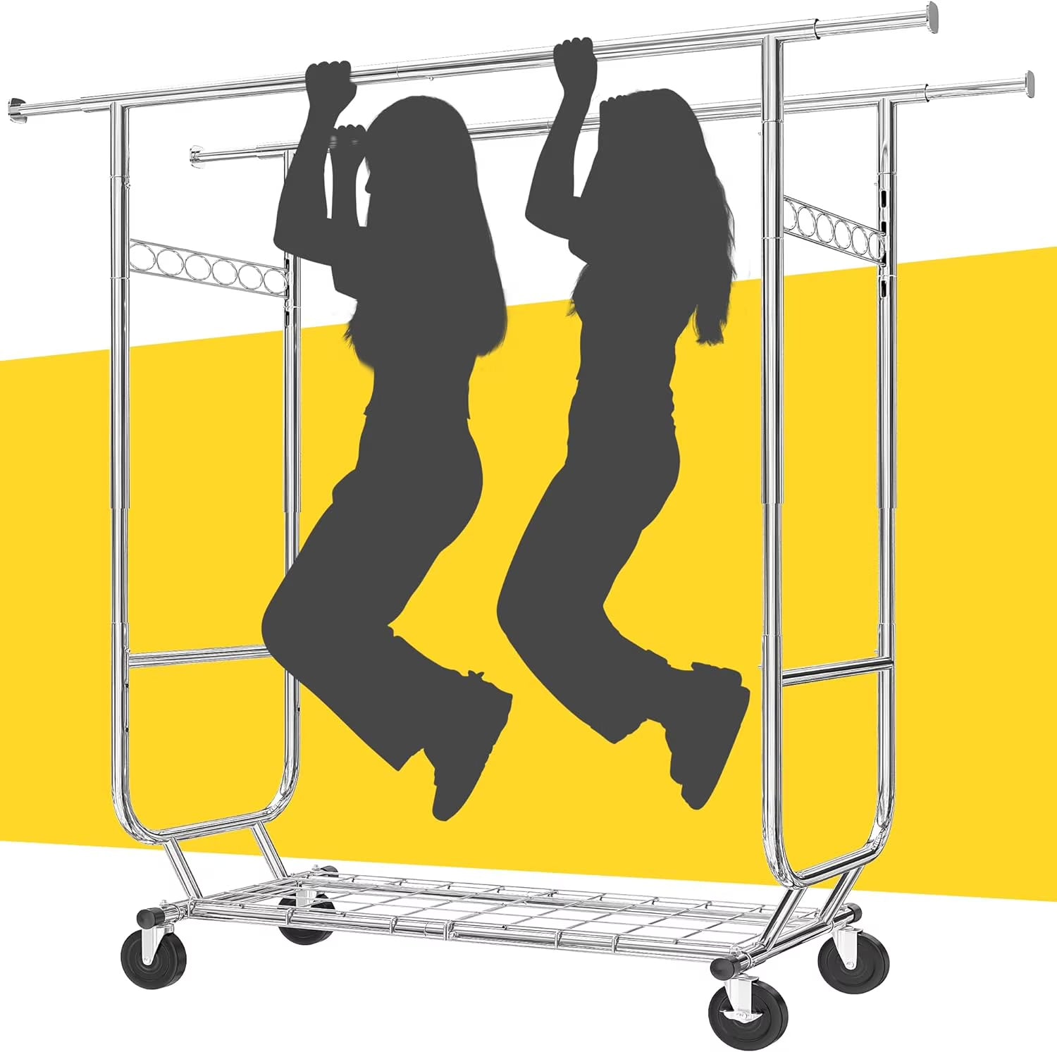 Heavy Duty Garment Rack with Shelves on Wheels K6342
