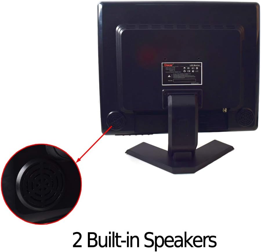 17 inch CCTV Monitor with VGA HDMI AV BNC Audio Ports Built-in Speaker 4:3 HD Display LCD Security Screen Z2891