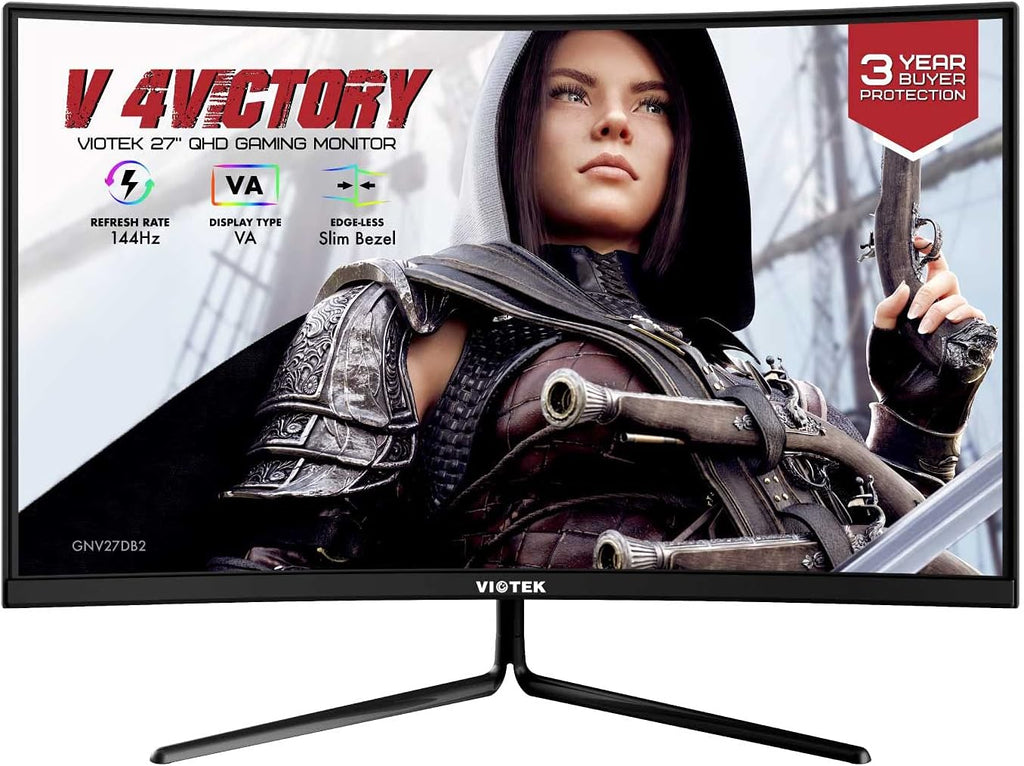 27-Inch Curved QHD Gaming Monitor, 144Hz 2560x1440p, 1ms, 1500R Curvature, G-Sync-Ready FreeSync, DP, 3X HDMI, 3.5mm, VESA P803837