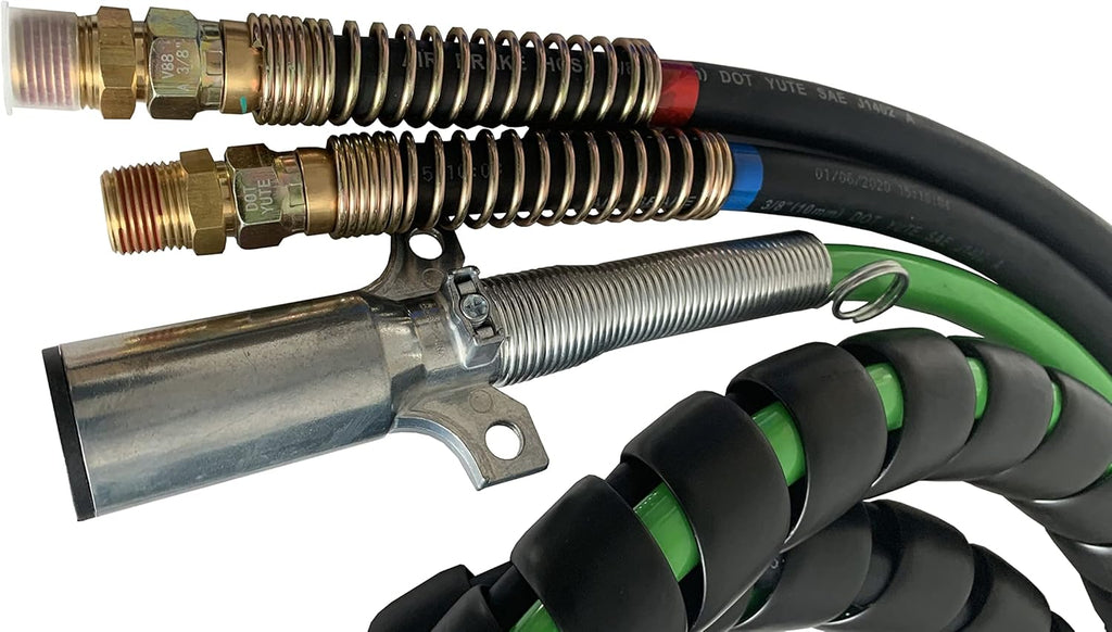 3 in 1 Wrap Air Power Brake Line 12 Ft 7 Way Copper Electrical Cable ABS Wire & Air Line Hose Assembly Heavy Duty Truck Tractor Trailer Parts O519