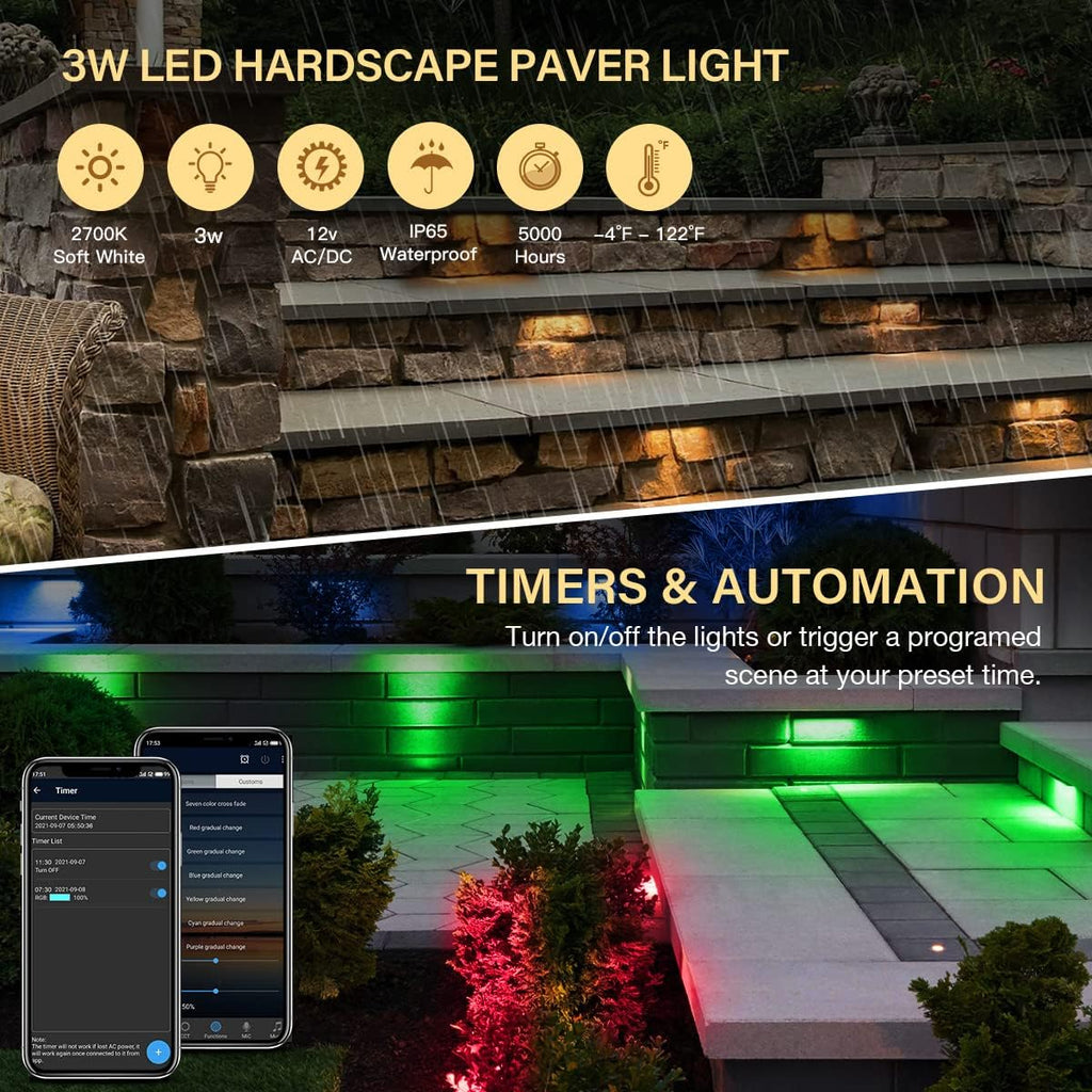 4-Pack 1.5W 7 Inch IP65 Waterproof Step Light, 12V Low Voltage AC/DC, Soft White 2700K F2974