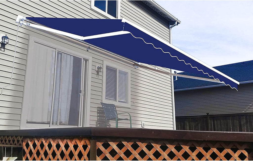 12 x 10 Feet Blue Retractable Patio Awning M2114