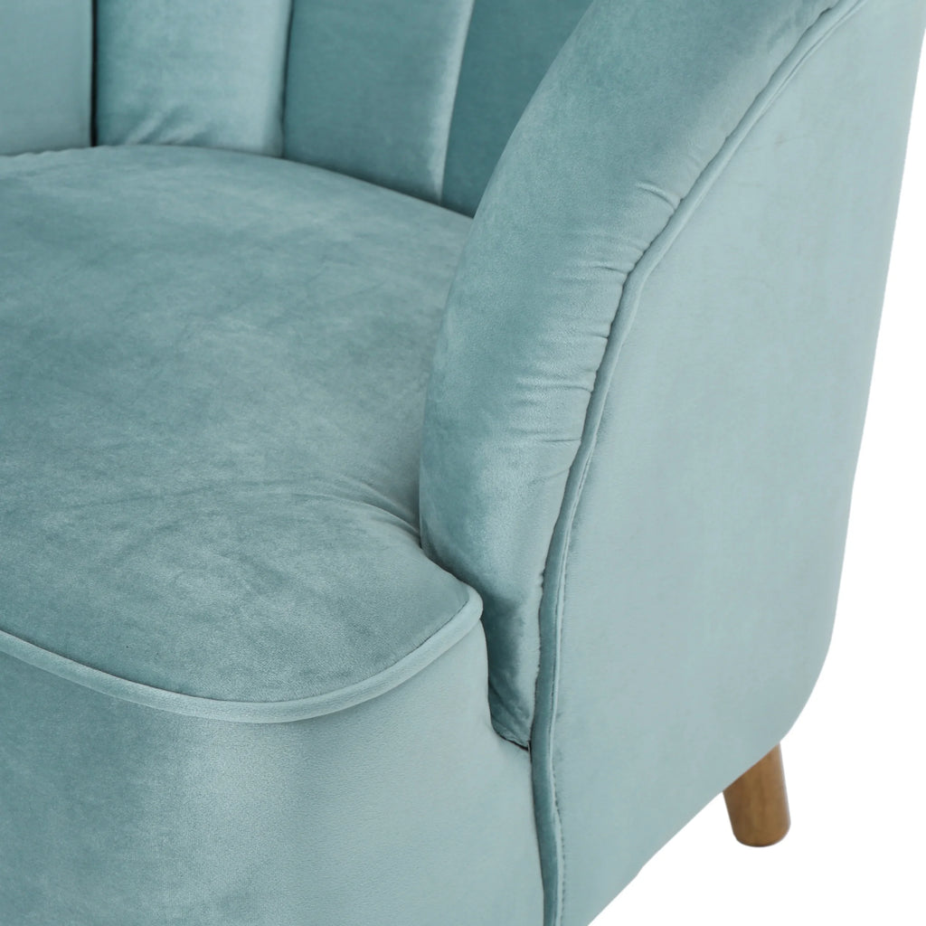 Seafoam Blue Velvet Club Chairs, Set of 2 K7111
