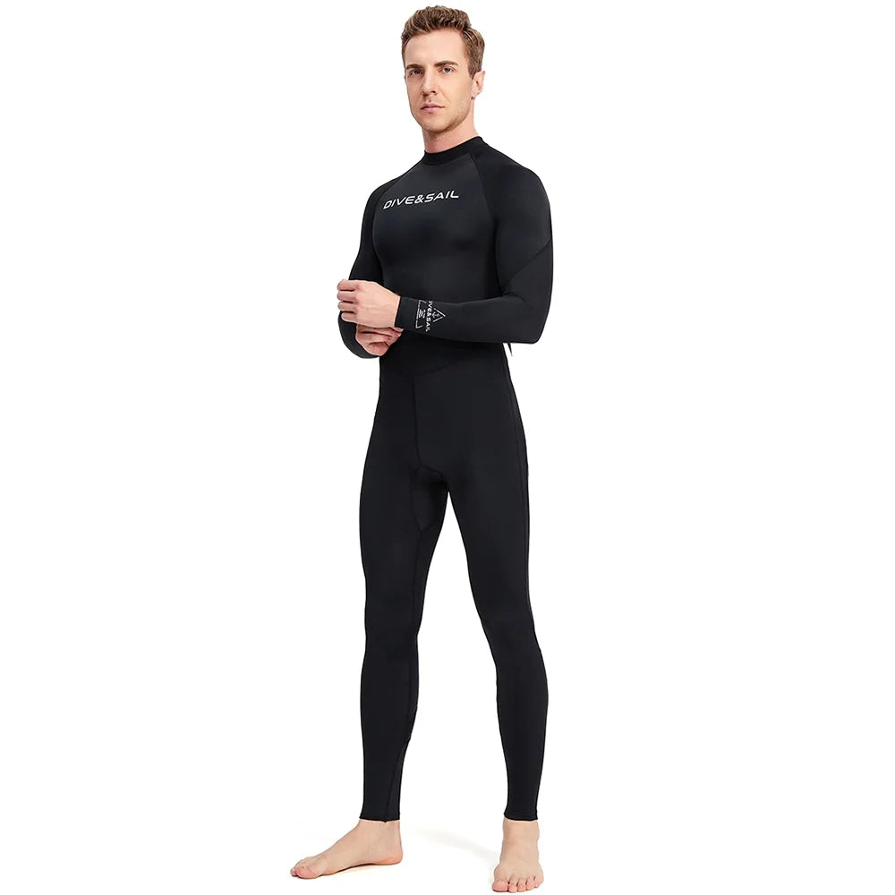Men One Piece Swimsuit with Back Zipper Quick Dry Long Sleeve Surf Suit E24365
