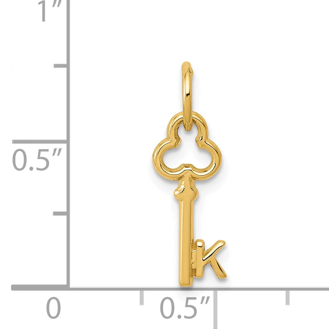 14K Yellow Gold Key Letter K Initial Pendant Charm O33080