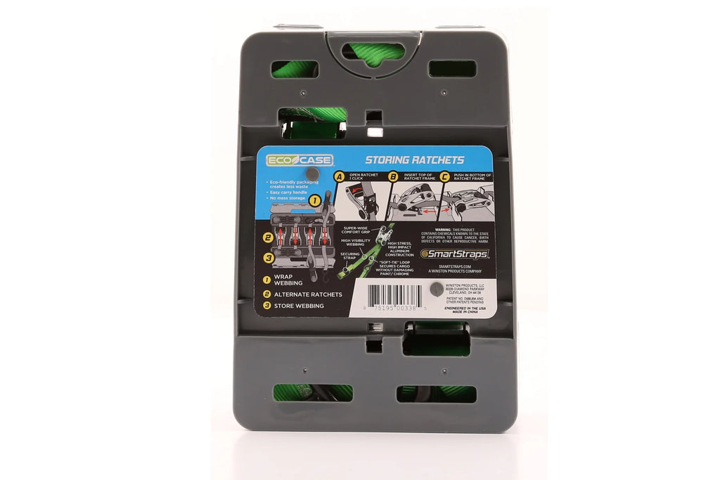 2 Pack 1in x 10ft 1500lb Green Ratchet Tie Down M176