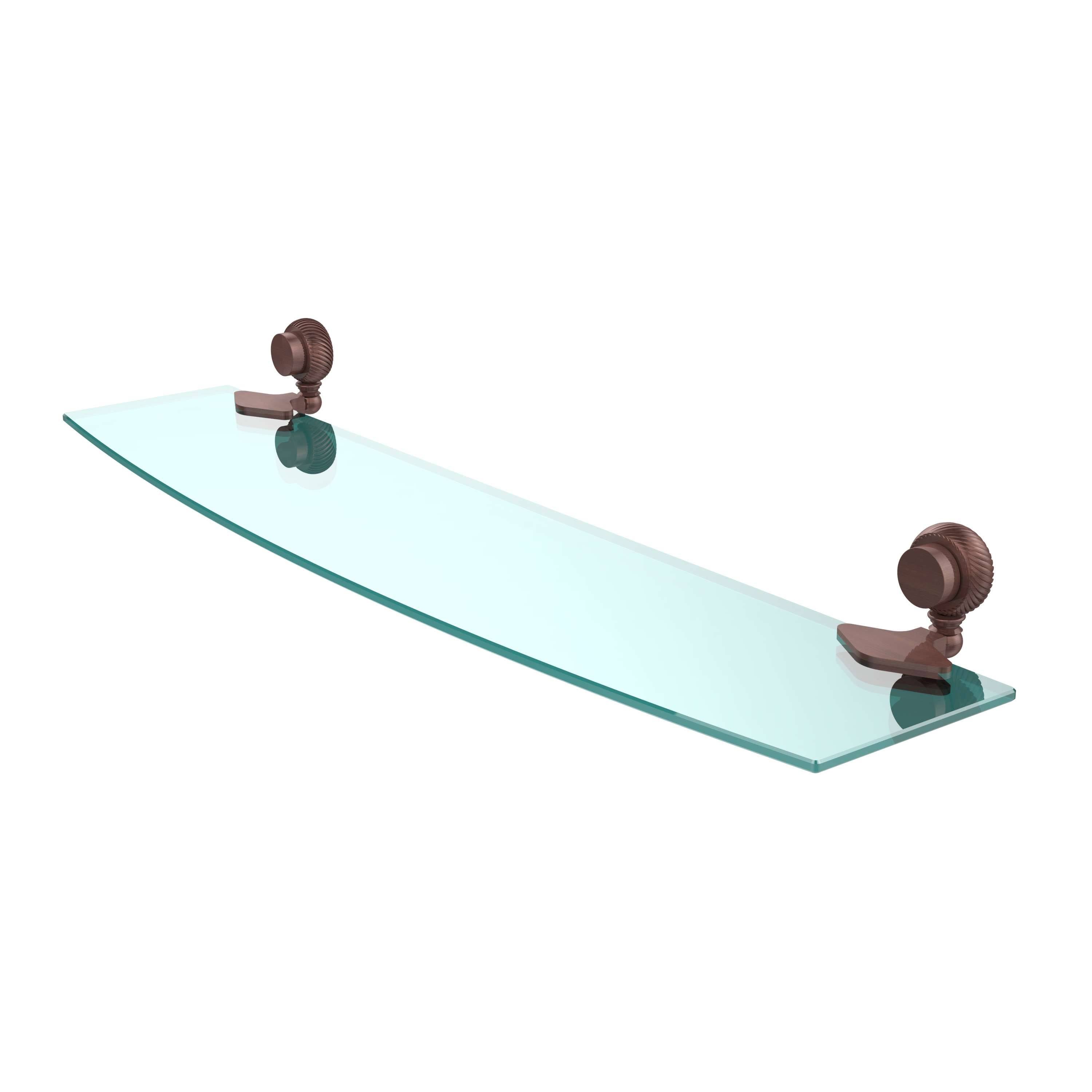 Antique Copper 24 inch Glass Shelf with Twist Accents S324020