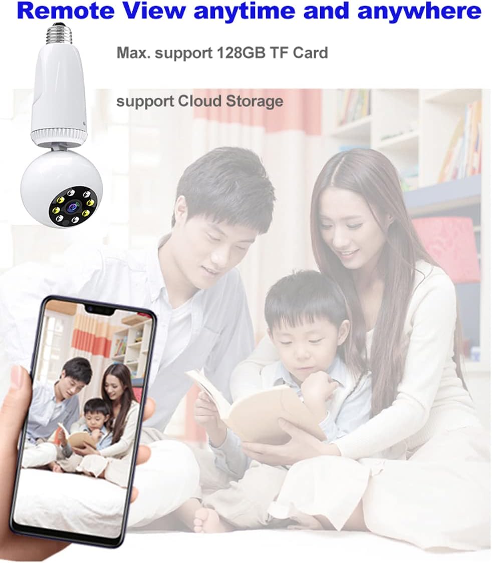 2MP 1080P Wireless Lightbulb Powered PTZ Security Camera with E27 Bulb Connector, Pack of 2 D5244